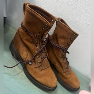 Justin Boots Tan Lace-Up Work Boots